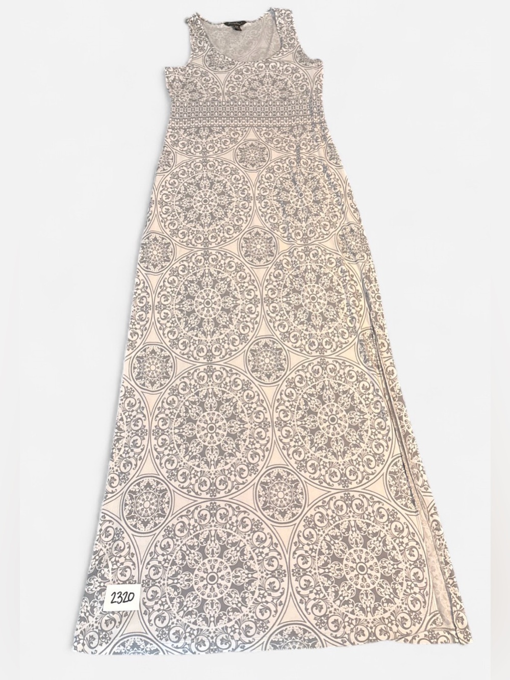 Tommy Bahama Cream Maxi Skirt with Gray Medallion Print